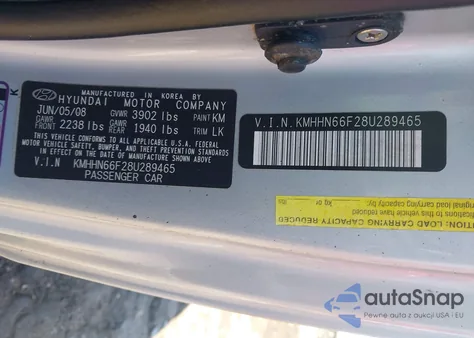 2008 Hyundai Tiburon Gt/Gt Limited/Se из США, поврежденный, VIN KMHHN66F28U289465